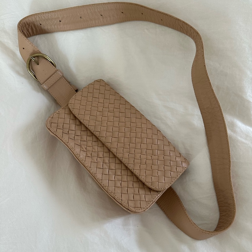 Woven Tan Belt Bag